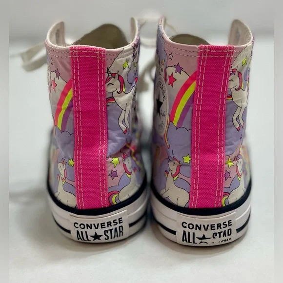 Big girls / junior size 6 Converse high top “Neon Unicorn” sneakers - Picture 5 of 9